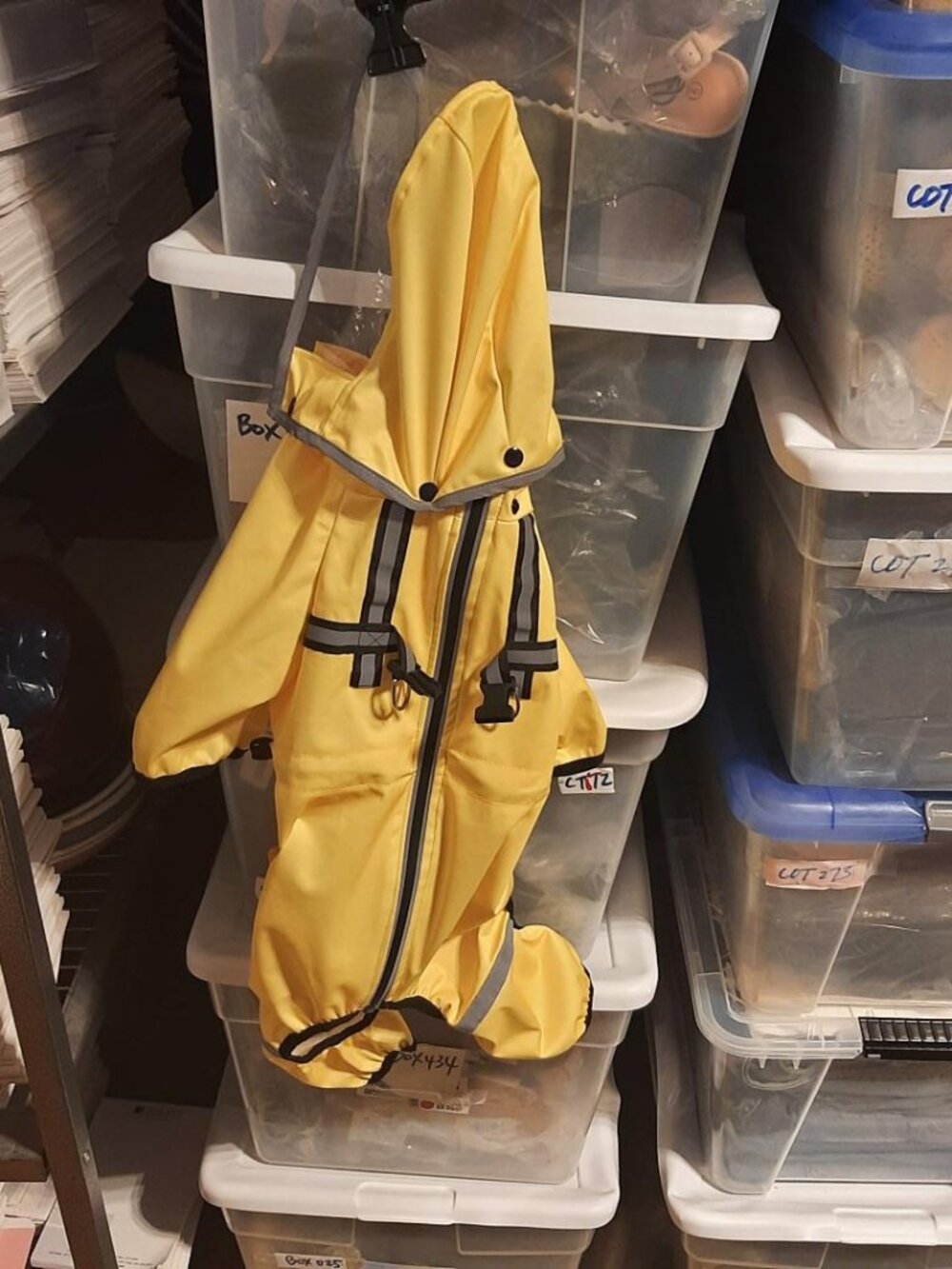 NEW ! Dog Raincoat Waterproof Rain Poncho W Hoodie High Reflective Yellow Size L